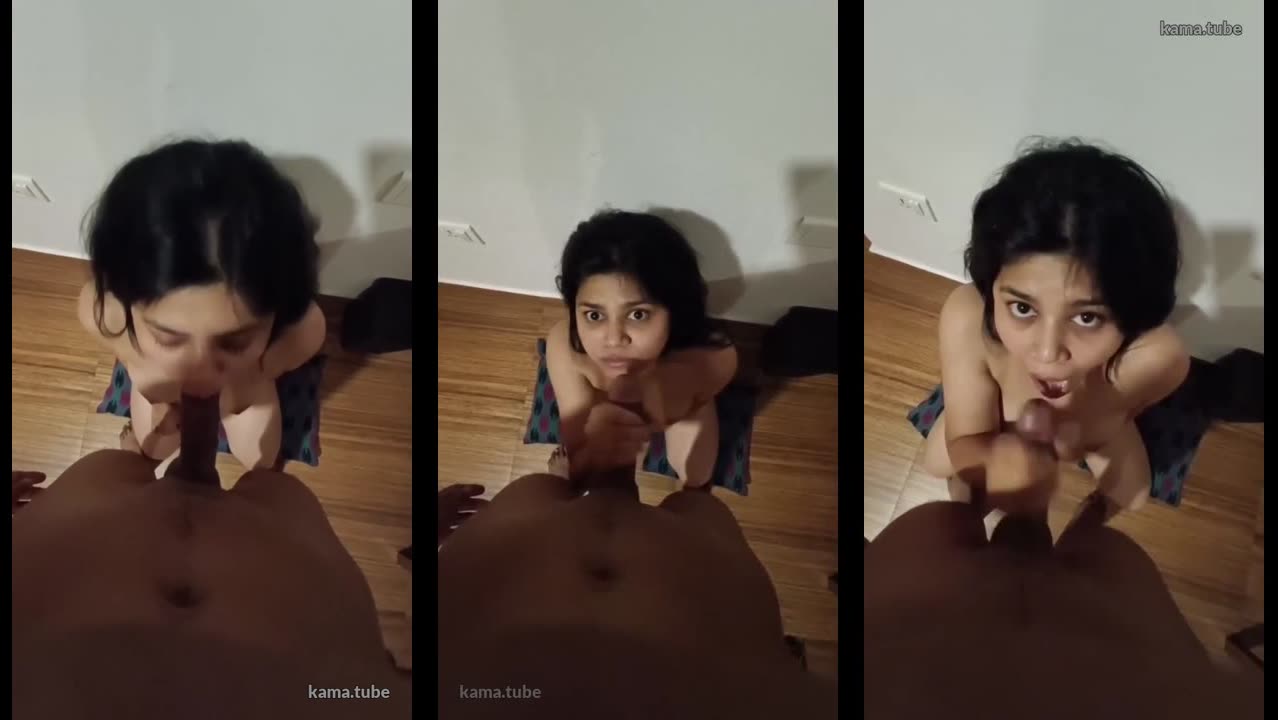 Beautiful teen gives boyfriend blowjob and takes load in mouth