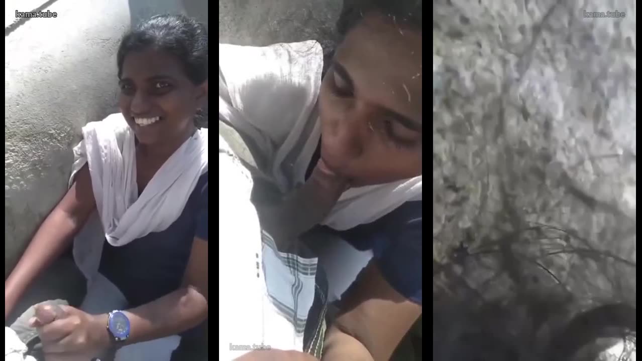 Outdoor blowjob by school girlfriend